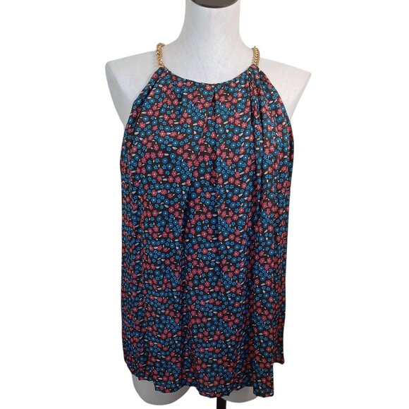 Elie Tahari Silk Halter Top Chain Strap Detail Flowy Lined Womens Large - Picture 14 of 14